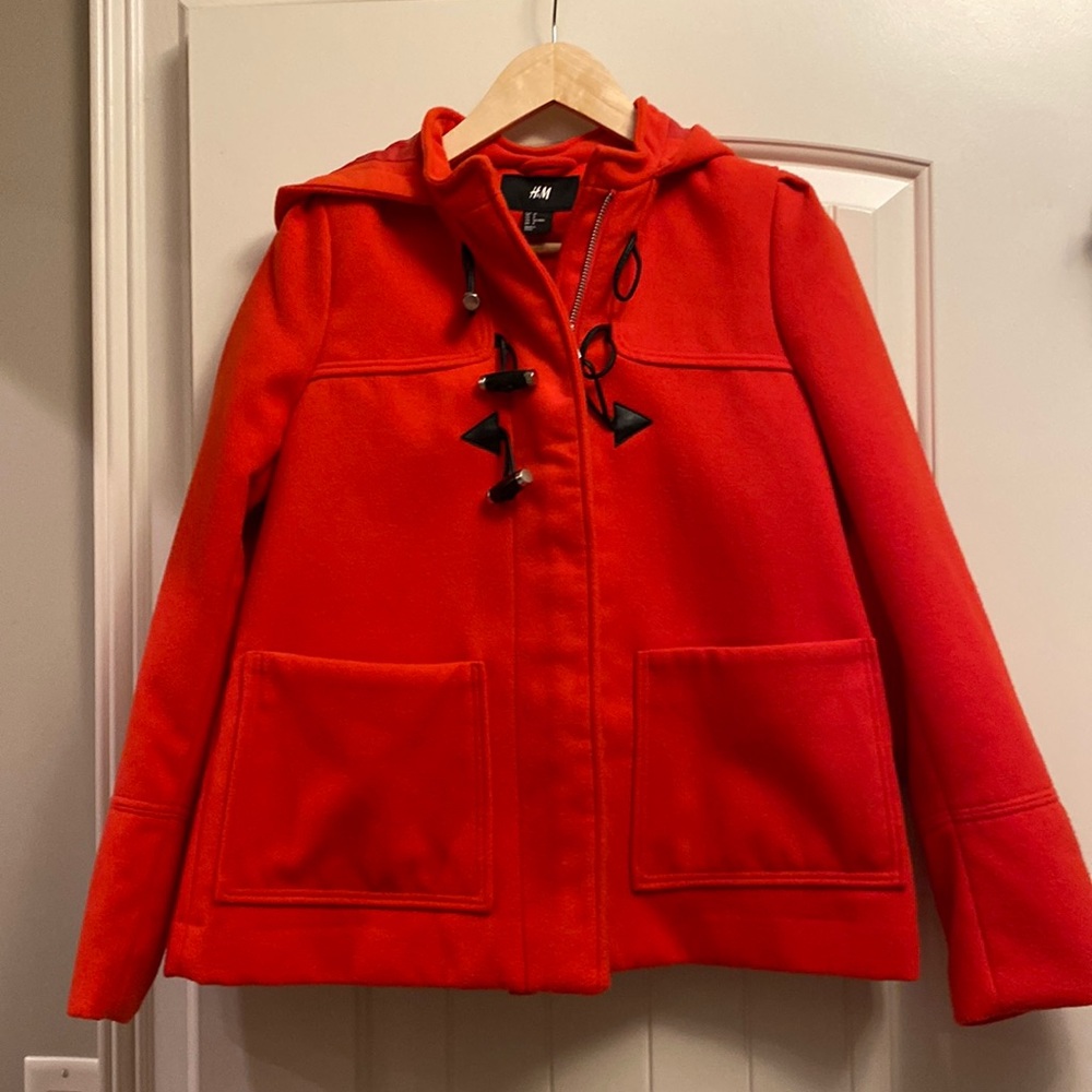 H&M Women’s Pea Coat Jacket- Size 8, Red/Orange